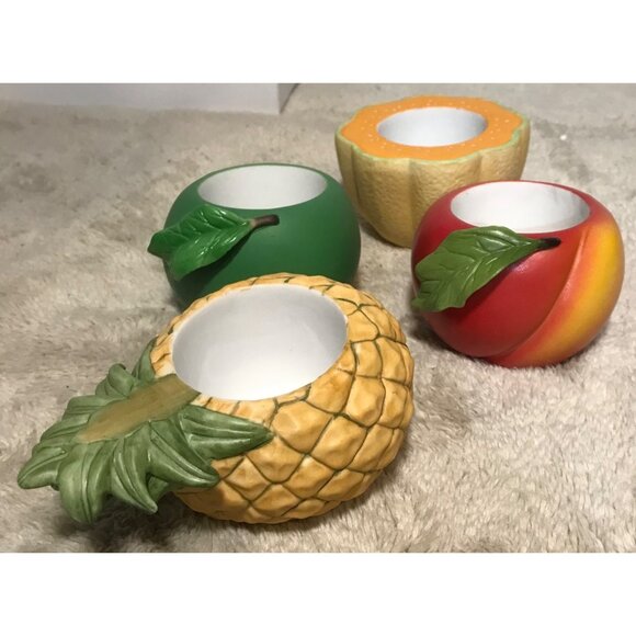 Partylite Fruit Splash Votive Candle Holder Set Of 4 - Apple Pineapple Orange & - Picture 2 of 14